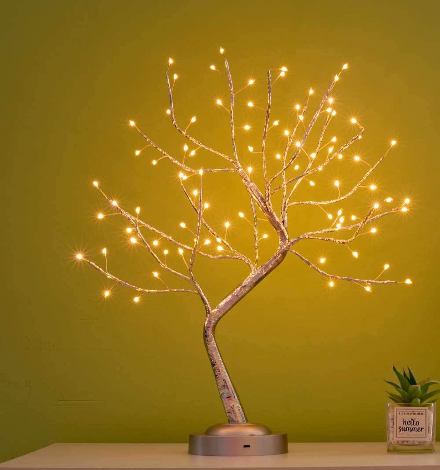 FUCHSUN 90 LED Bonsai Tree Light Tabletop Artificial Lamp Warm White Glow USB