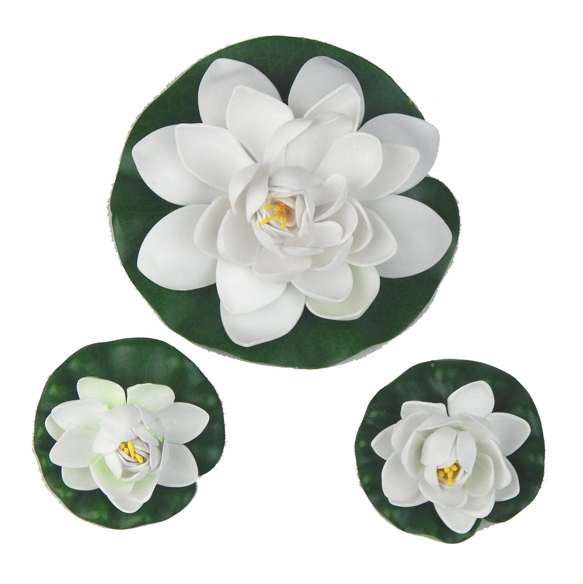 3PCS White Artificial Lotus Flowers Floating Water Lily – Ponds, Pools Clearance