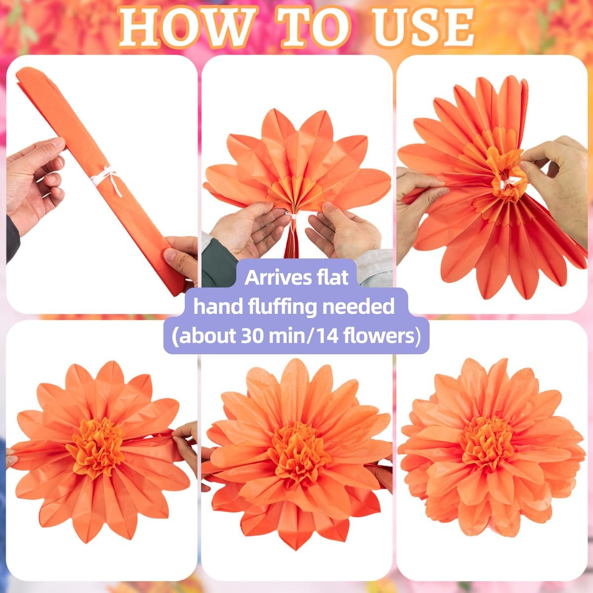 Wildflower Flowers, 14 Pcs Flowers Decorations for Wall, 8 in, 14 Inch Tissue…