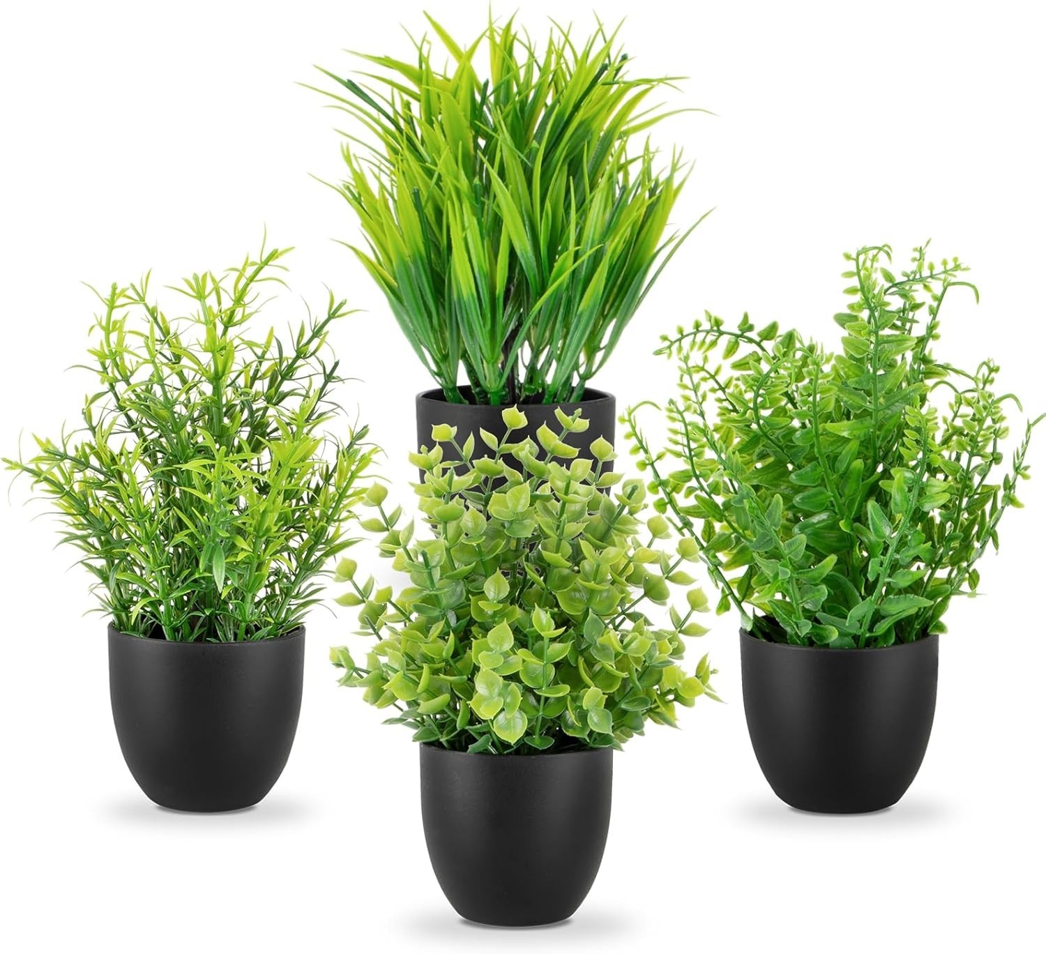 4 Pack Fake Desk Plants Small Faux Plants Mini Potted Artificial Plants for T…