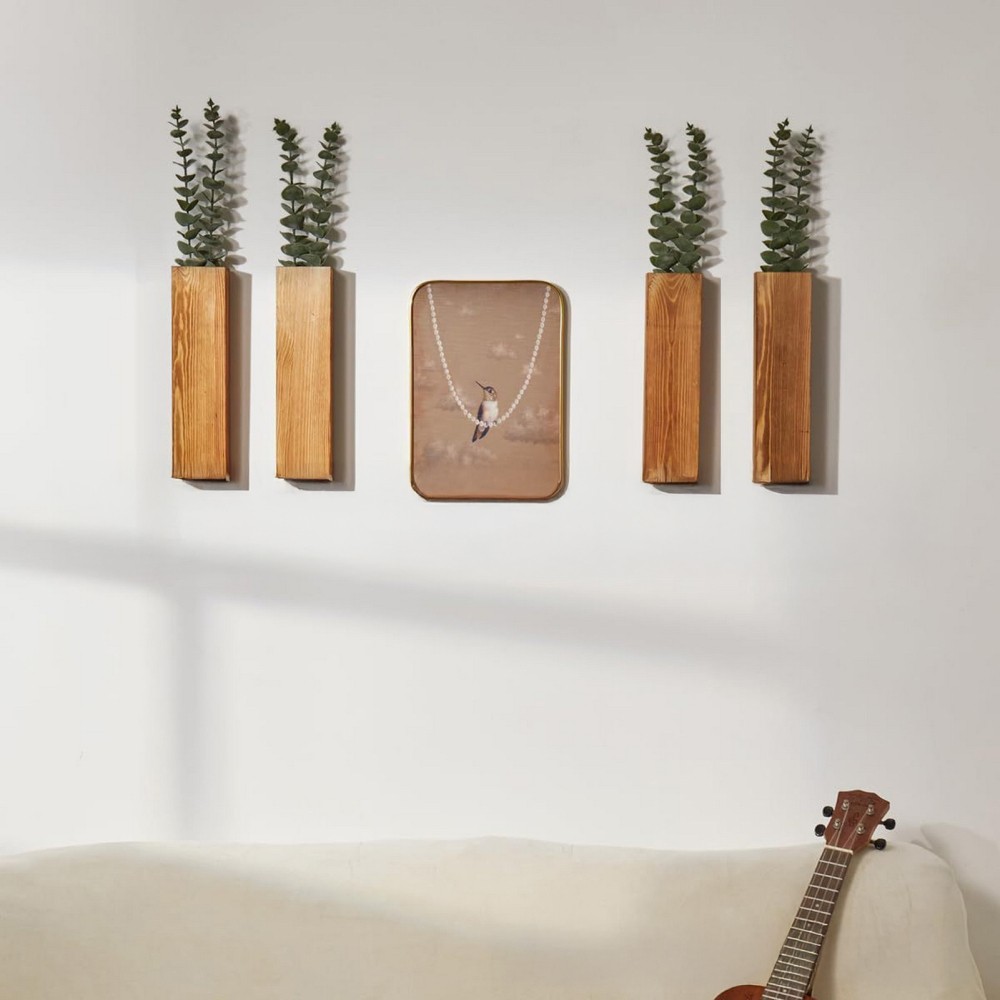 Wood Wall Planters for Fake Plants and Dried Flowers Stems Home Office Decor