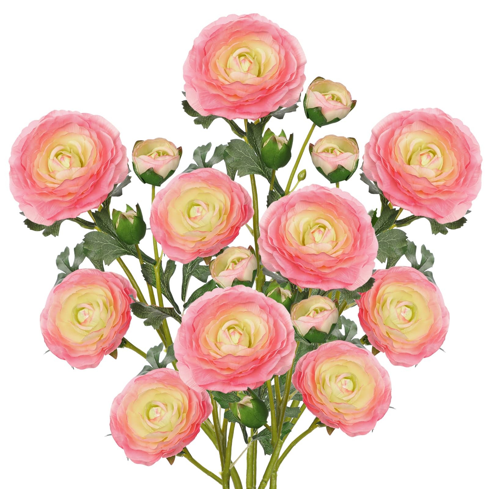Pink Ranunculus Artificial Flowers Bouquets, Set of 5 25.9” Long Stems Faux …