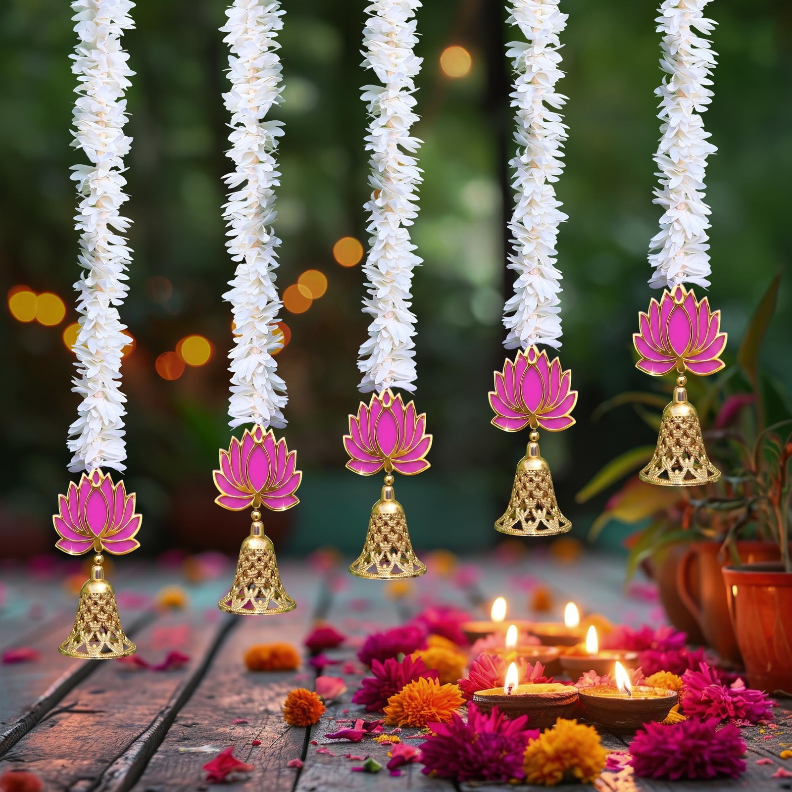 Diwali Decorations for Home – Artificial Lotus Flower Garland Festival, Home …