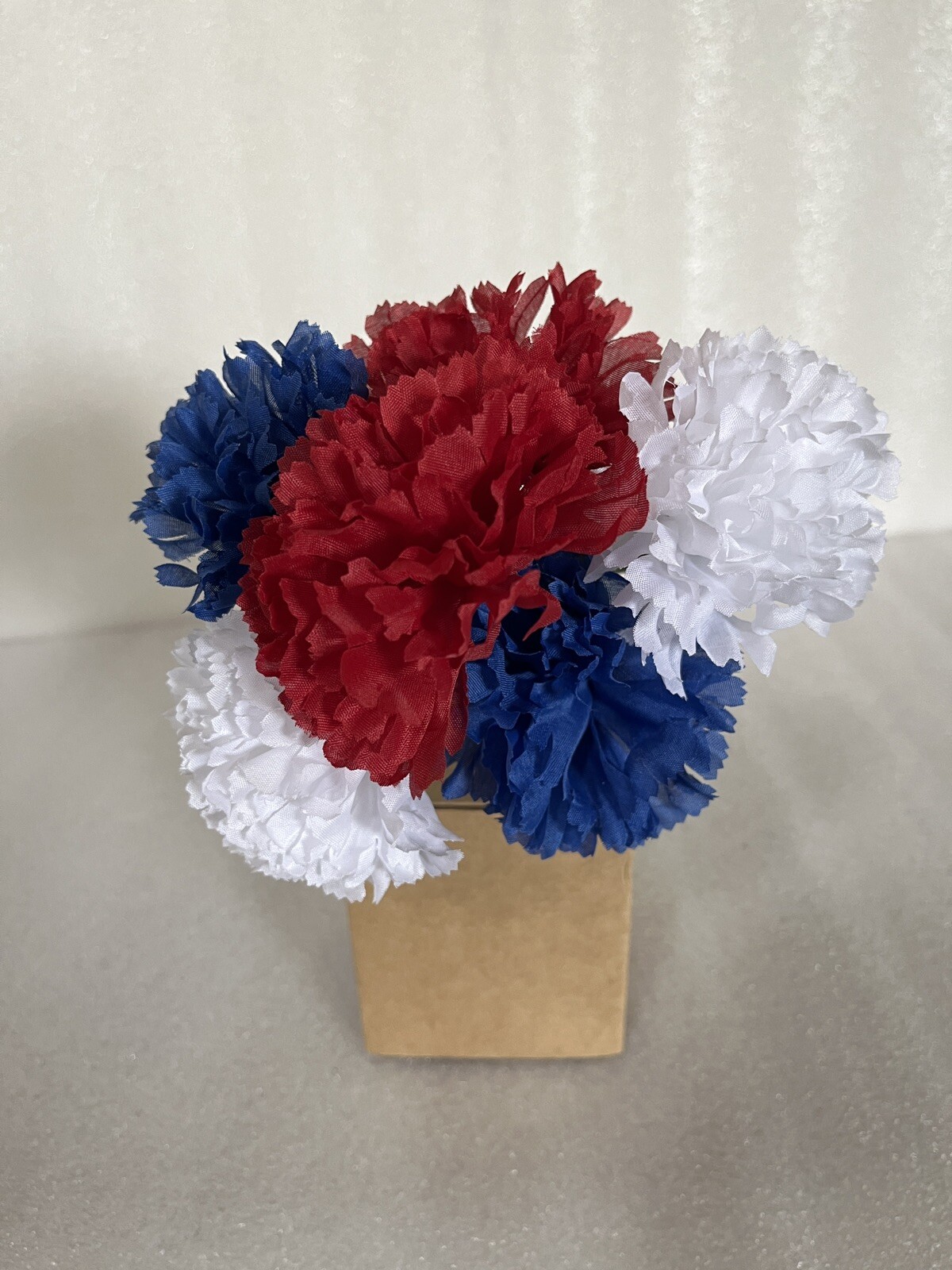 Red White And Blue Carnations Bouquet 13” Flowers Memorial Day, July 4th NEW