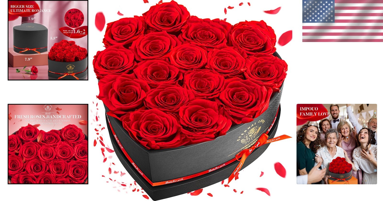Forever Blooming 16 Red Roses – Elegant Heart-Shaped Gift Box for All Occasions