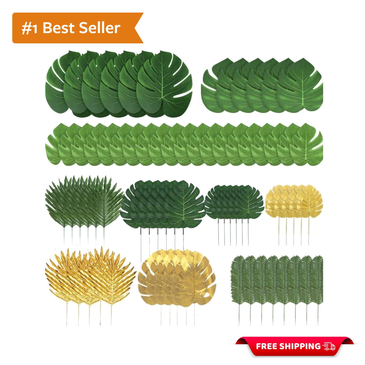 Luxurious 50-Piece Faux Silk Tropical Leaves for Weddings and Parties Decoration
