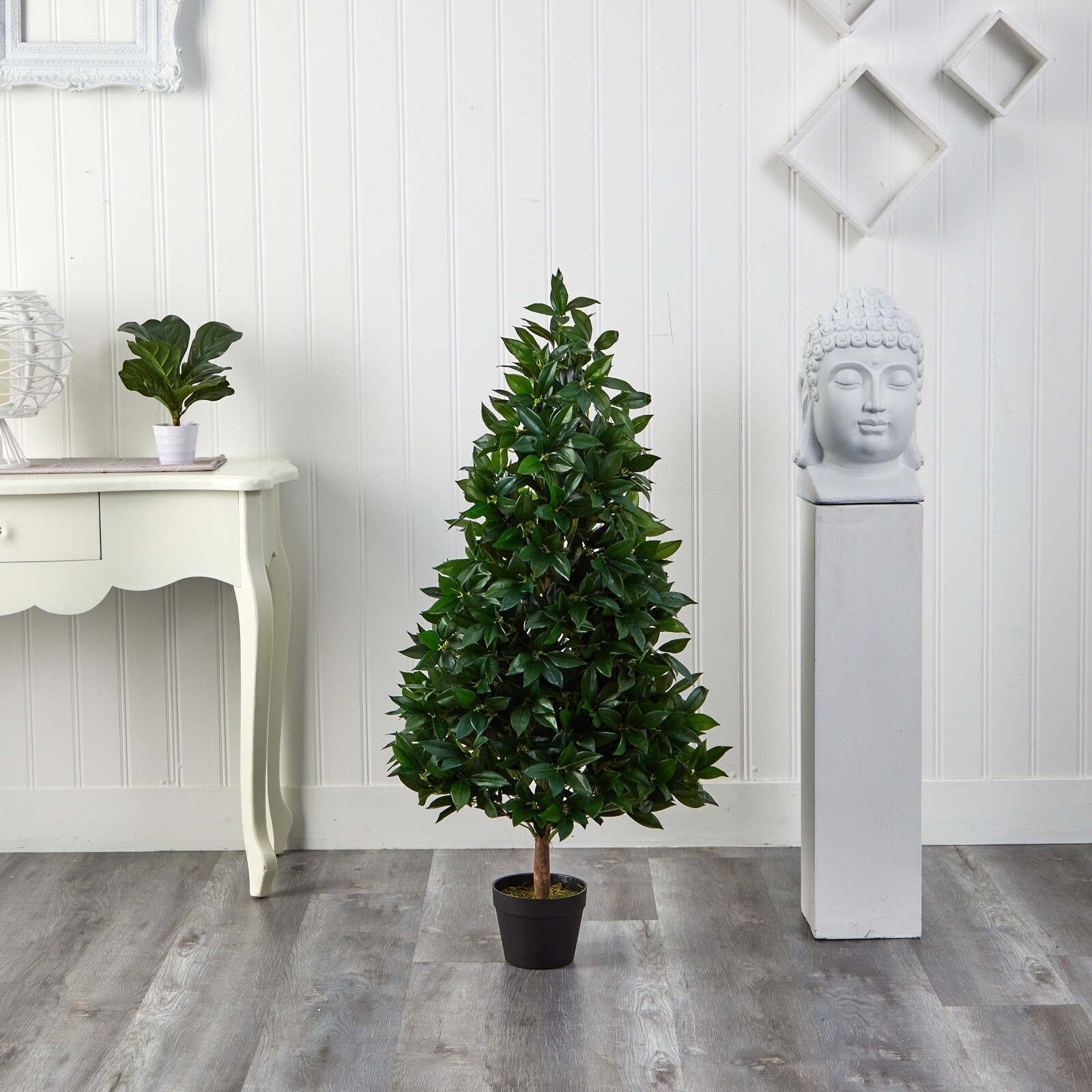 4’ Bay Leaf Artificial Topiary Tree UV (Indoor/Outdoor) Home Decor. Retail $180