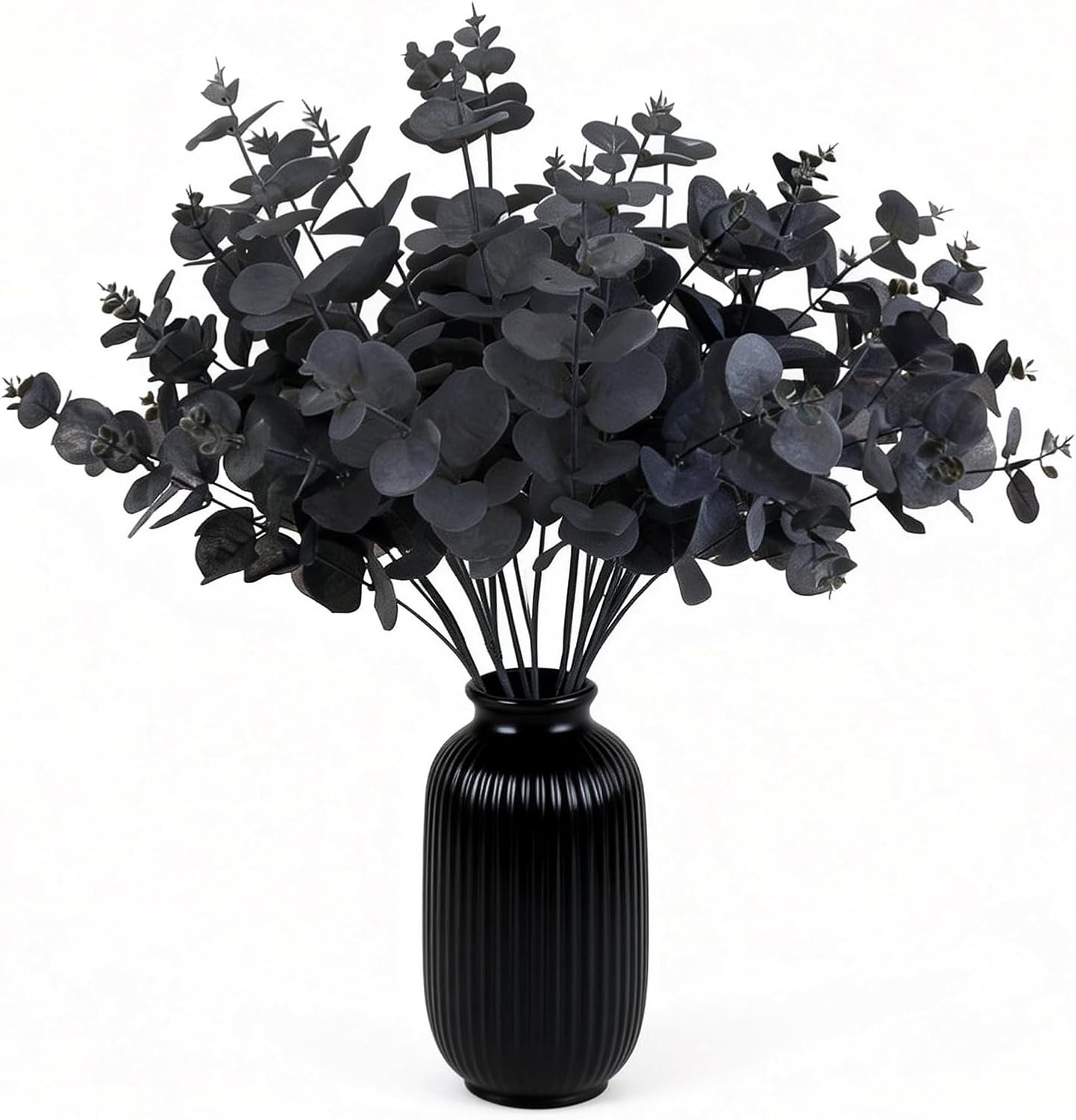 2 Pack Black Eucalyptus Stems with 20 Branches 18.5” Artificial Flower Bouquet