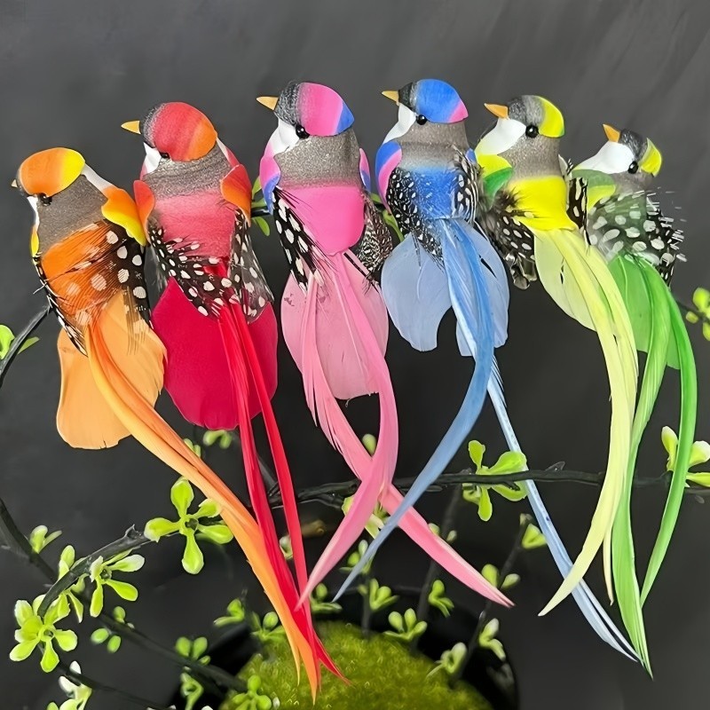 7pcs Artificial Simulation Foam Birds Feather Long Tail with Clip