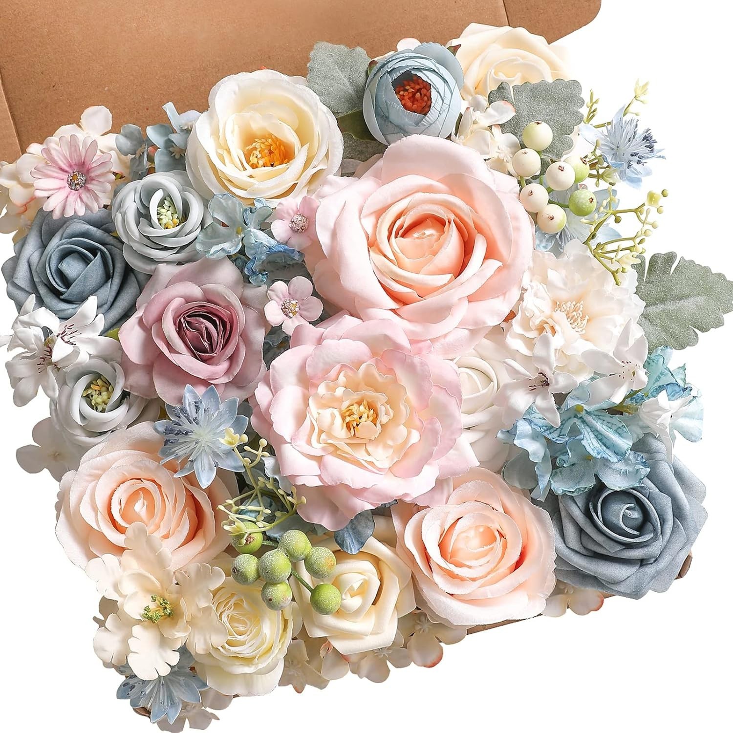 Artificial Flowers Combo Box Set Faux Flowers Bulk Flower Leaf with Stems Arr…