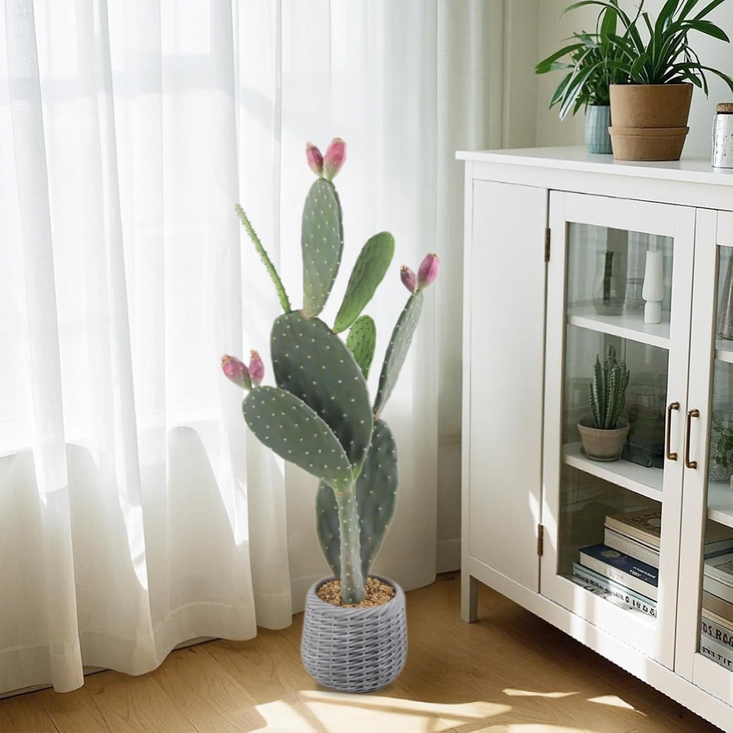 Artificial Cactus Potted Plant 42″ Fake Big Cactus Faux Desert Cacti Saguaro