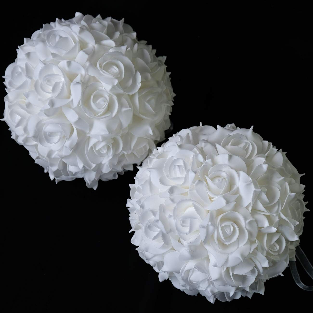 2 PCS 8 Inch White Artificial Rose Kissing Flower Ball DIY Wedding Party Decor