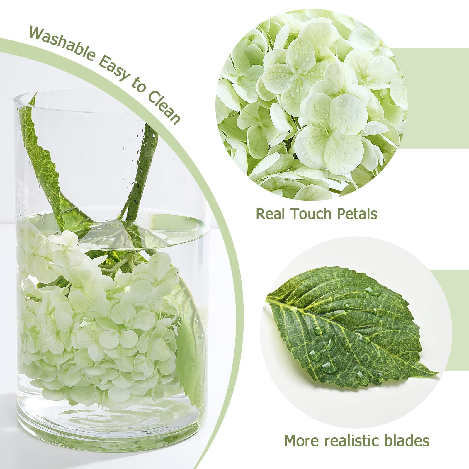 Waipfaru 21″ Real Touch Hydrangea Artificial Flowers with Long Stem & Leaves,…