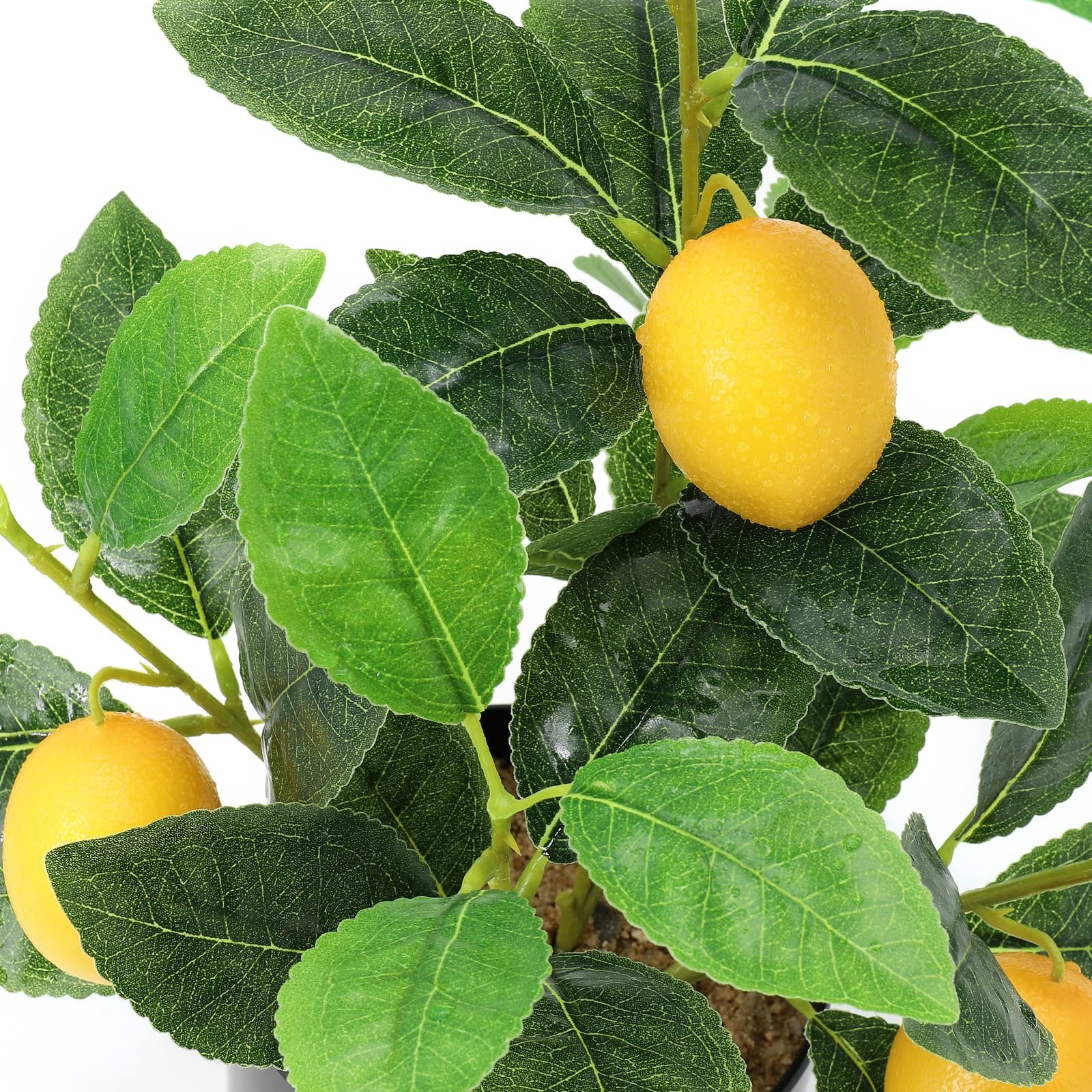 Artificial Mini Lemon Tree Potted Plants, 14.6 Inches Realistic Fake Plant Le…