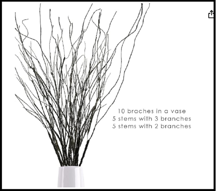 Ruidazon 10Pcs 30.7″ Curly Willow Branches, Artificial Flowers Twigs Decorative