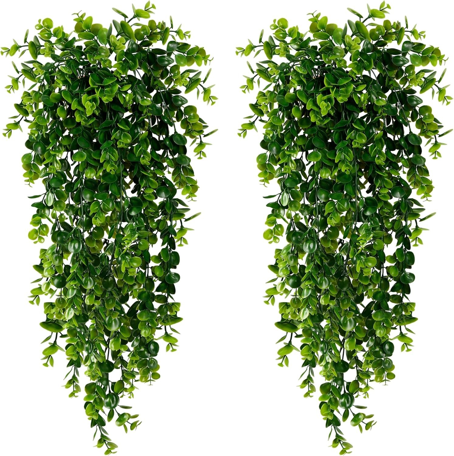 4 Pack Artificial Eucalyptus Plants UV Resistant Plastic Hanging Decor for Indoo