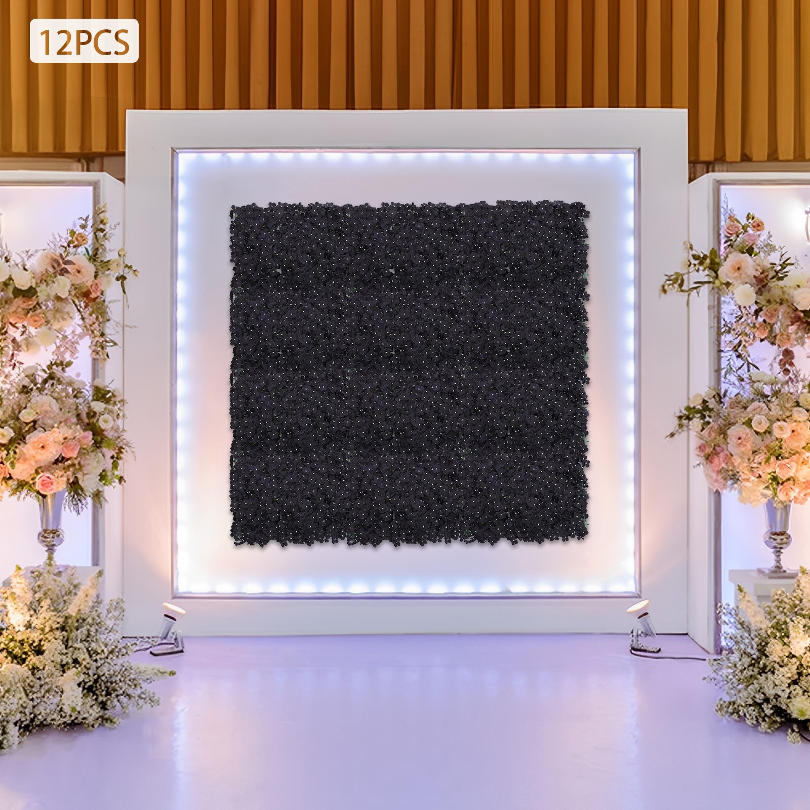 3D Flower Wall Panels-12pcs Artificial Flower Wall Background Silk Cloth Wedding