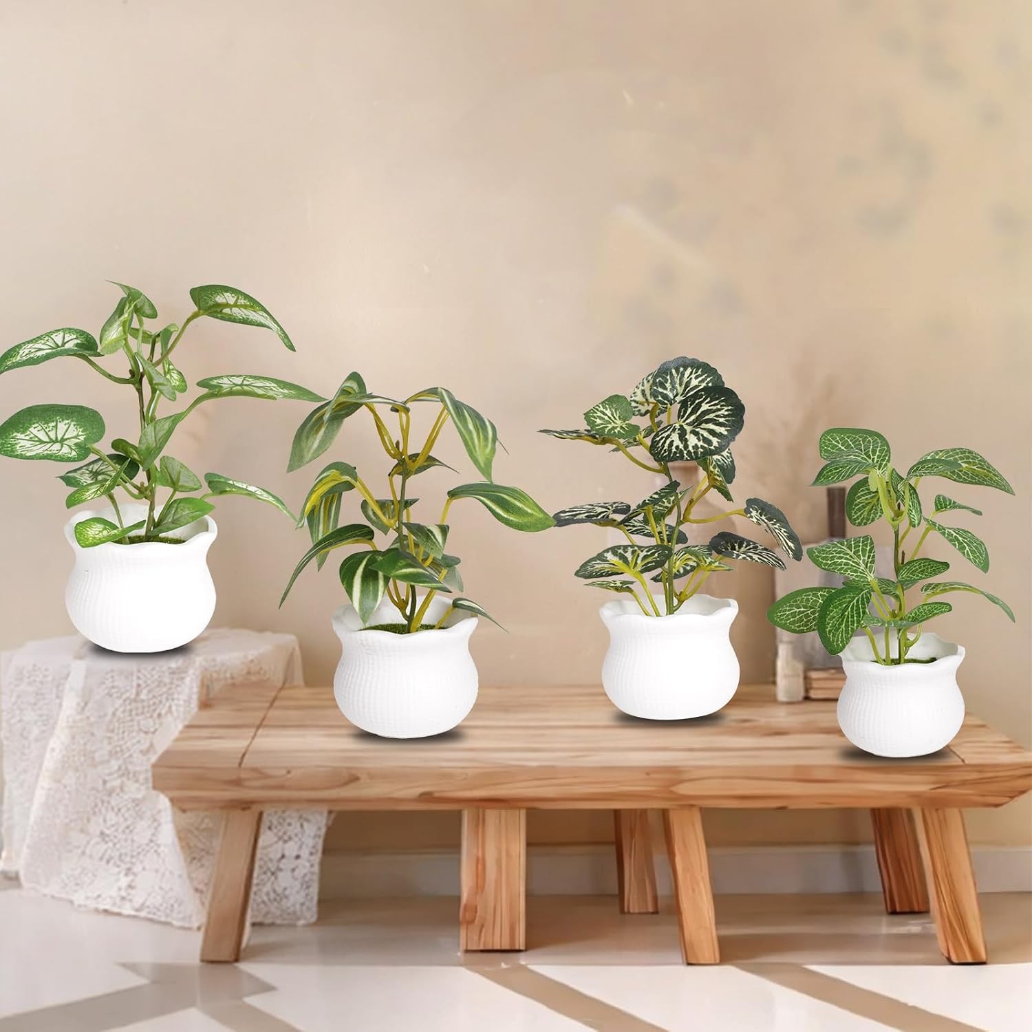 6 Pcs Small Faux Potted Plants, Artificial Greenery Desk Shelf Indoor Decor