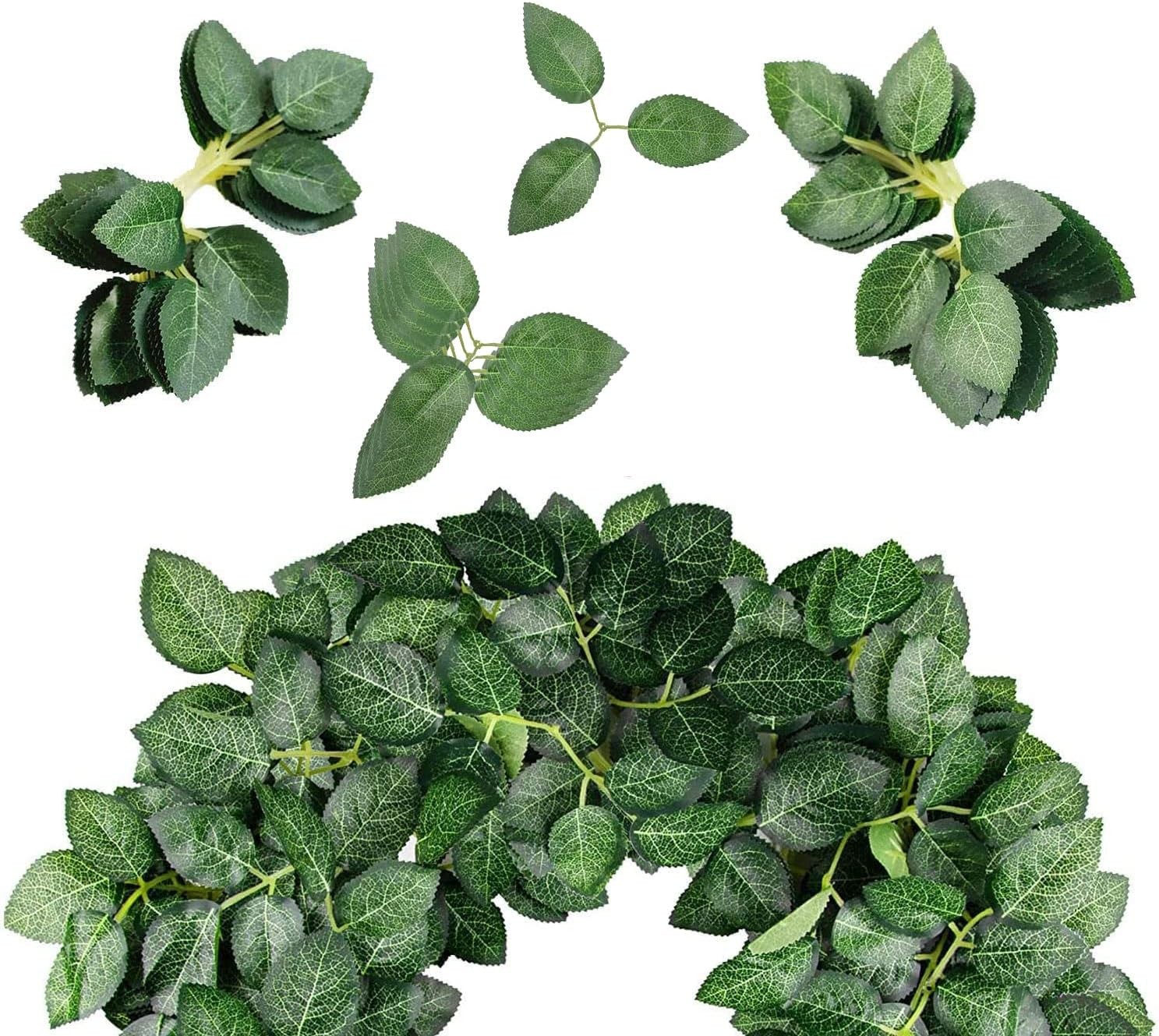 200 PCS Artificial Green Rose Leaves Silk Greenery for DIY Wedding Bouquets