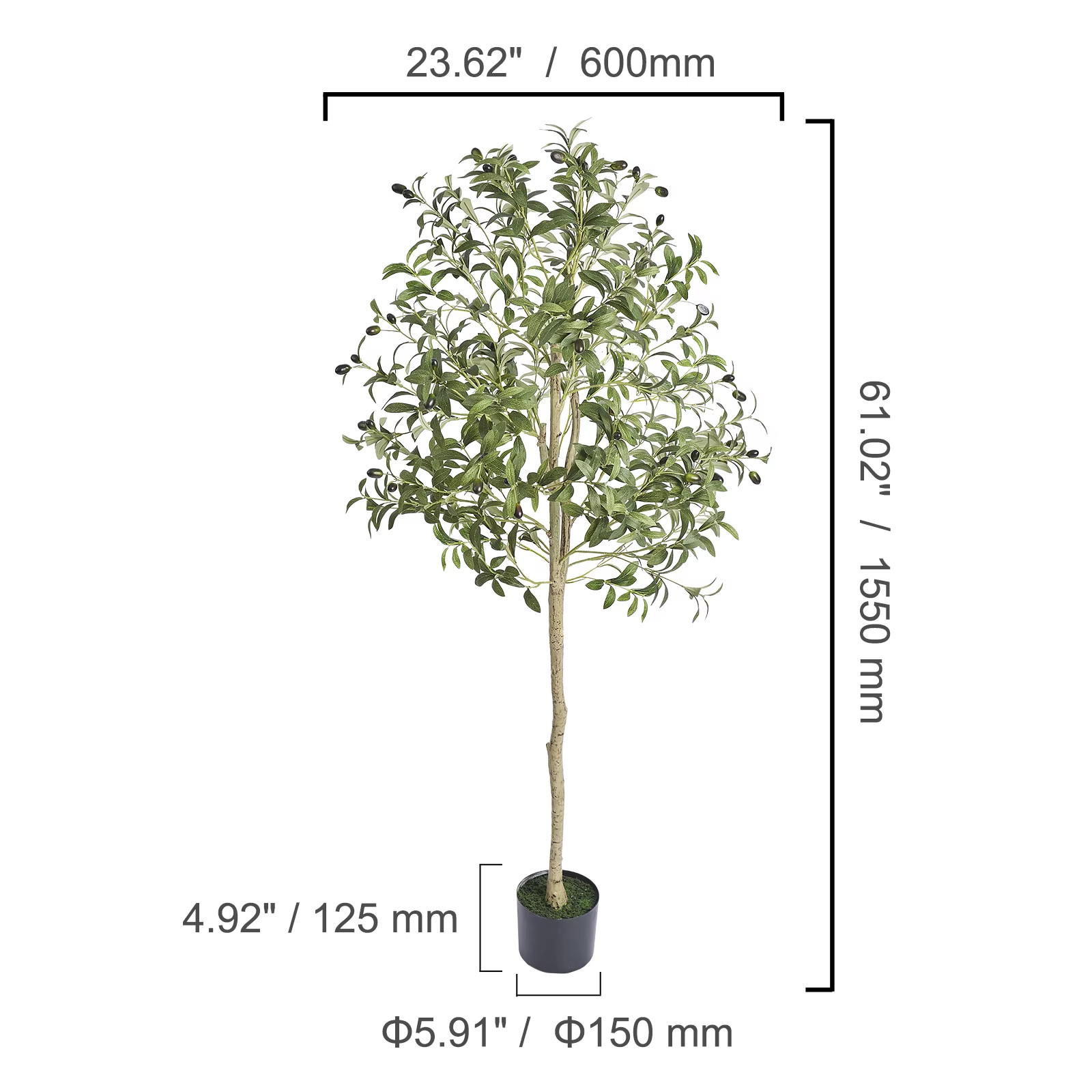 Artificial Olive Tree 4/5/6FT Tall Faux Plant Secure PE Material Anti-Tip Tilt P