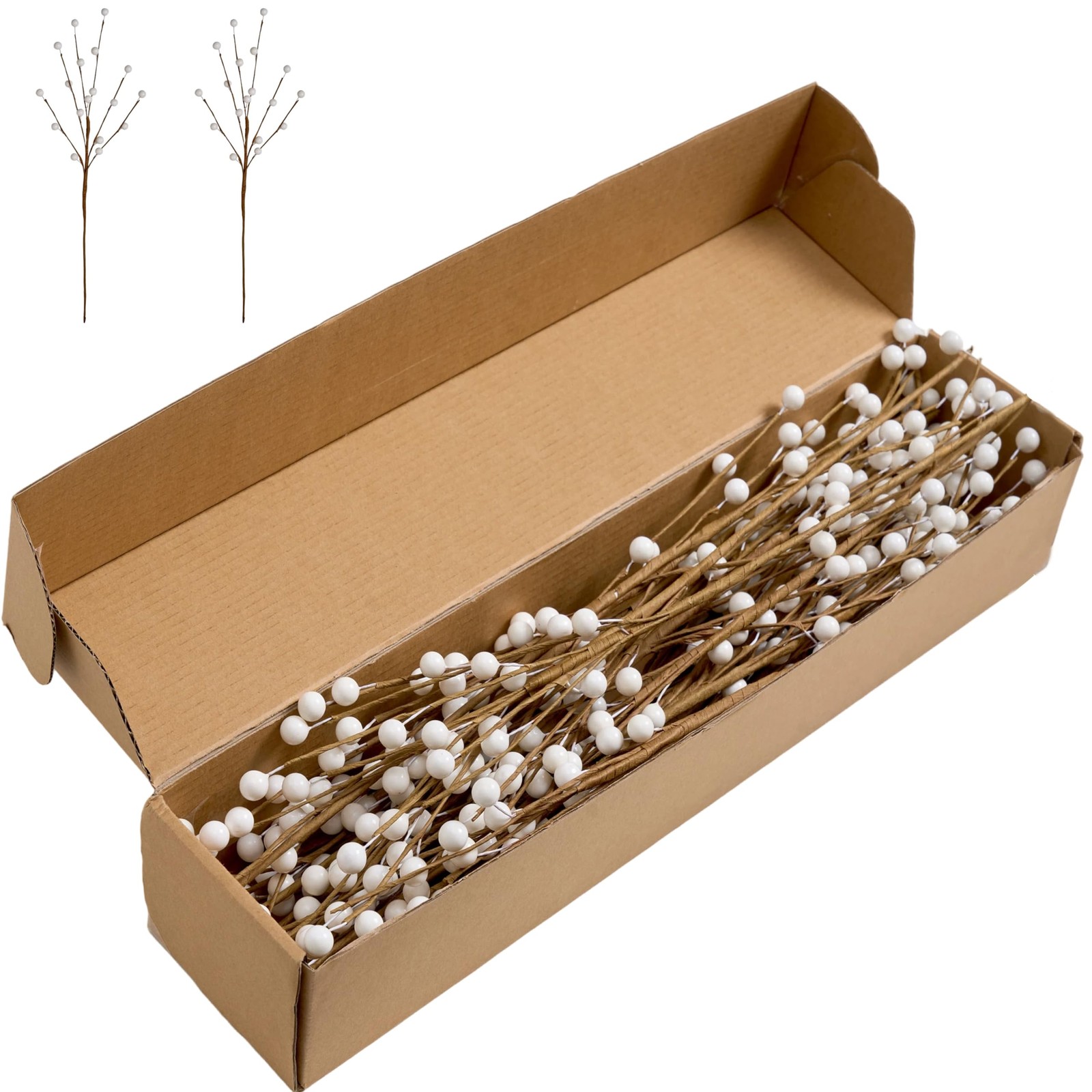 Winter Decorations 24 Pcs Artificial Berry Stems 17inch White Berry Picks for…