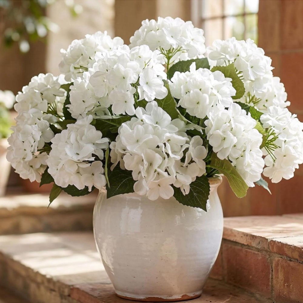 4 Pcs Artificial Hydrangea Flowers Bouquets, UV Faux Silk8201