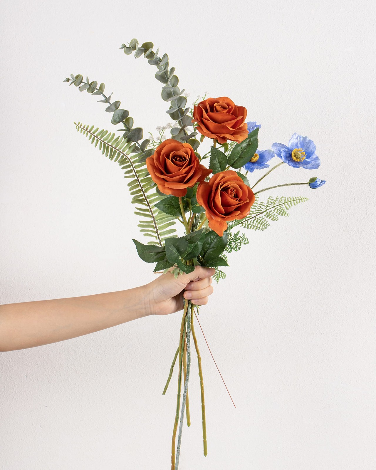 Burnt Orange Silk Roses Artificial Flowers 10 PCS for Arrangement Wedding