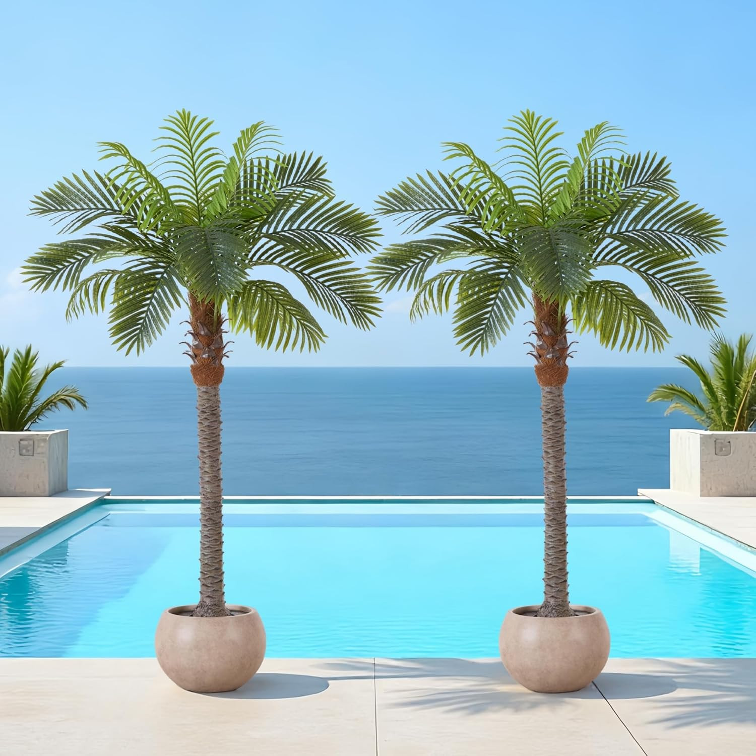 6FT Tall Artificial Palm Trees, Potted Plant (2 Pack) Tropical Areca Palm, UV Re