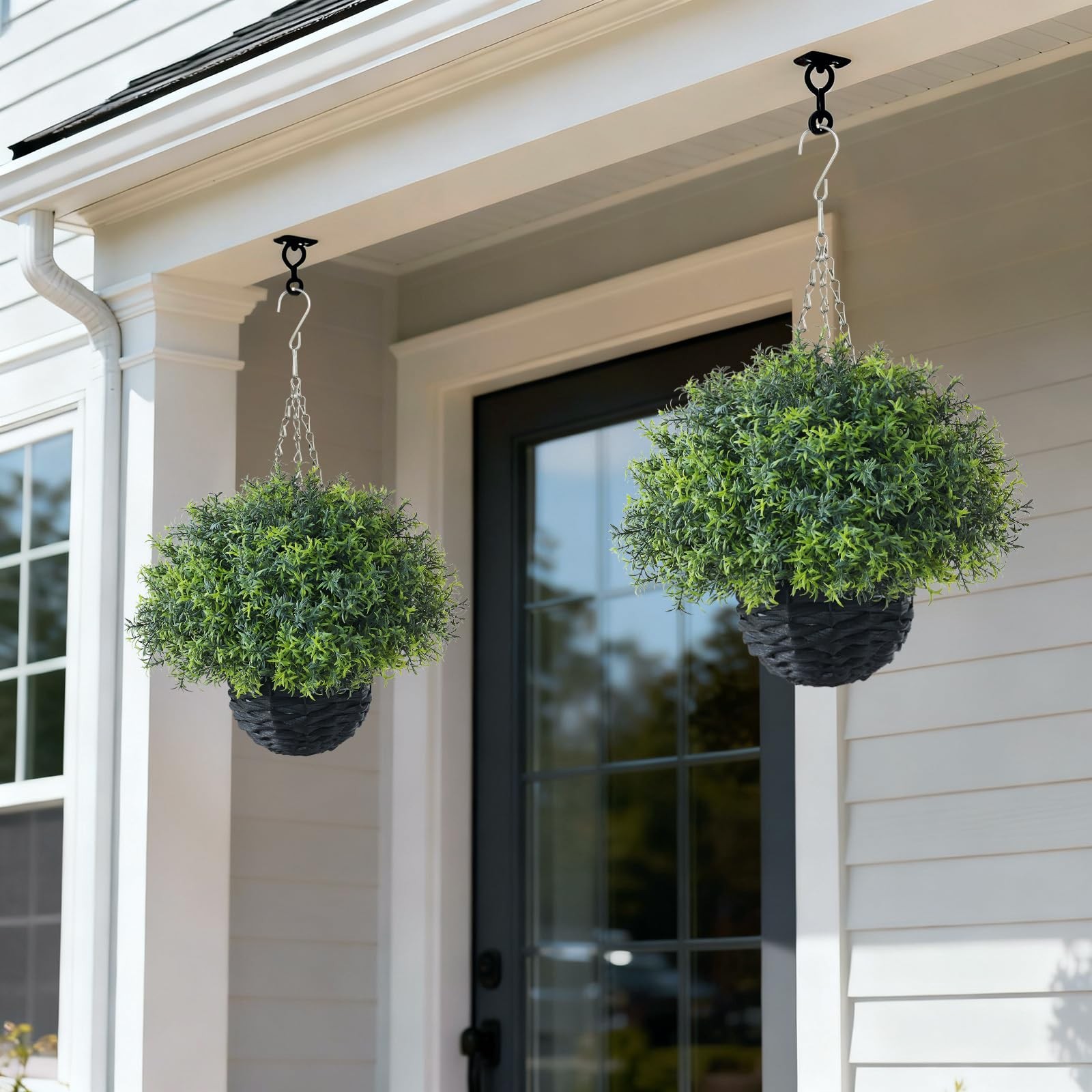 New YXZZWL Artificial Rosemary Hanging Basket – 2 Sets with Baskets, Plants Faux