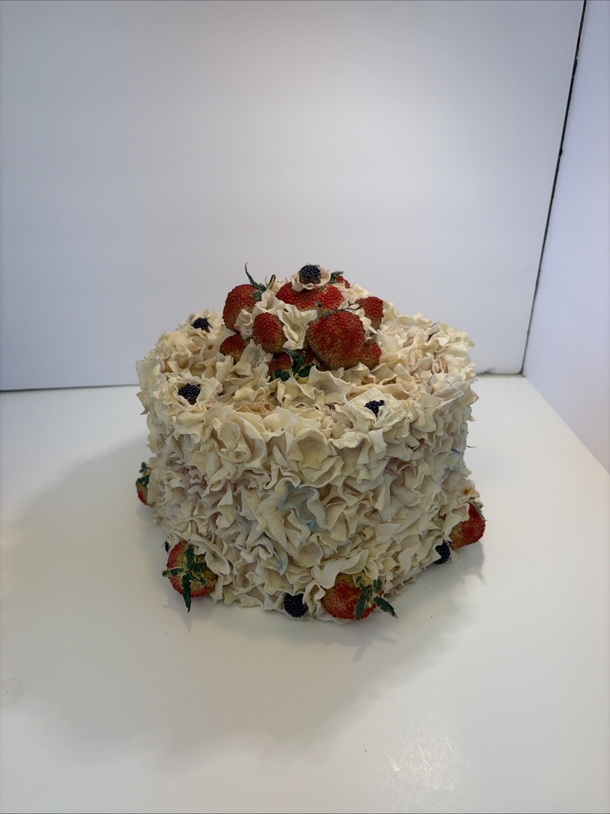 Vintage Flower Layer Cake Made From Silk Flowers Beaded Berries Unique