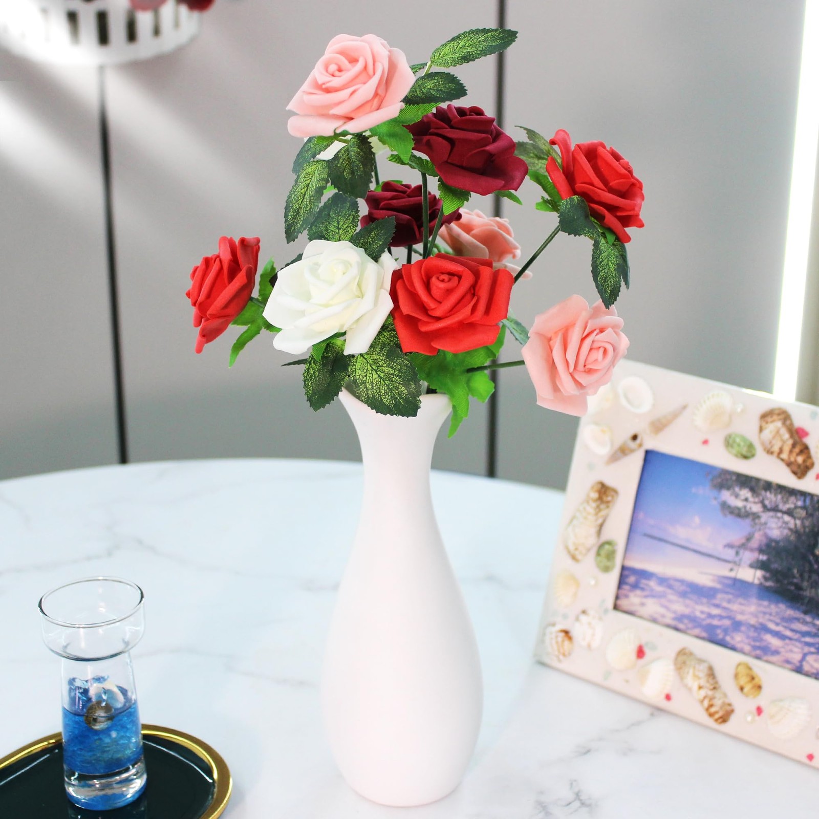 100 Pcs 2 Inch Artificial Flowers Faux Foam Fake Rose Head Bulk for Home Deco…