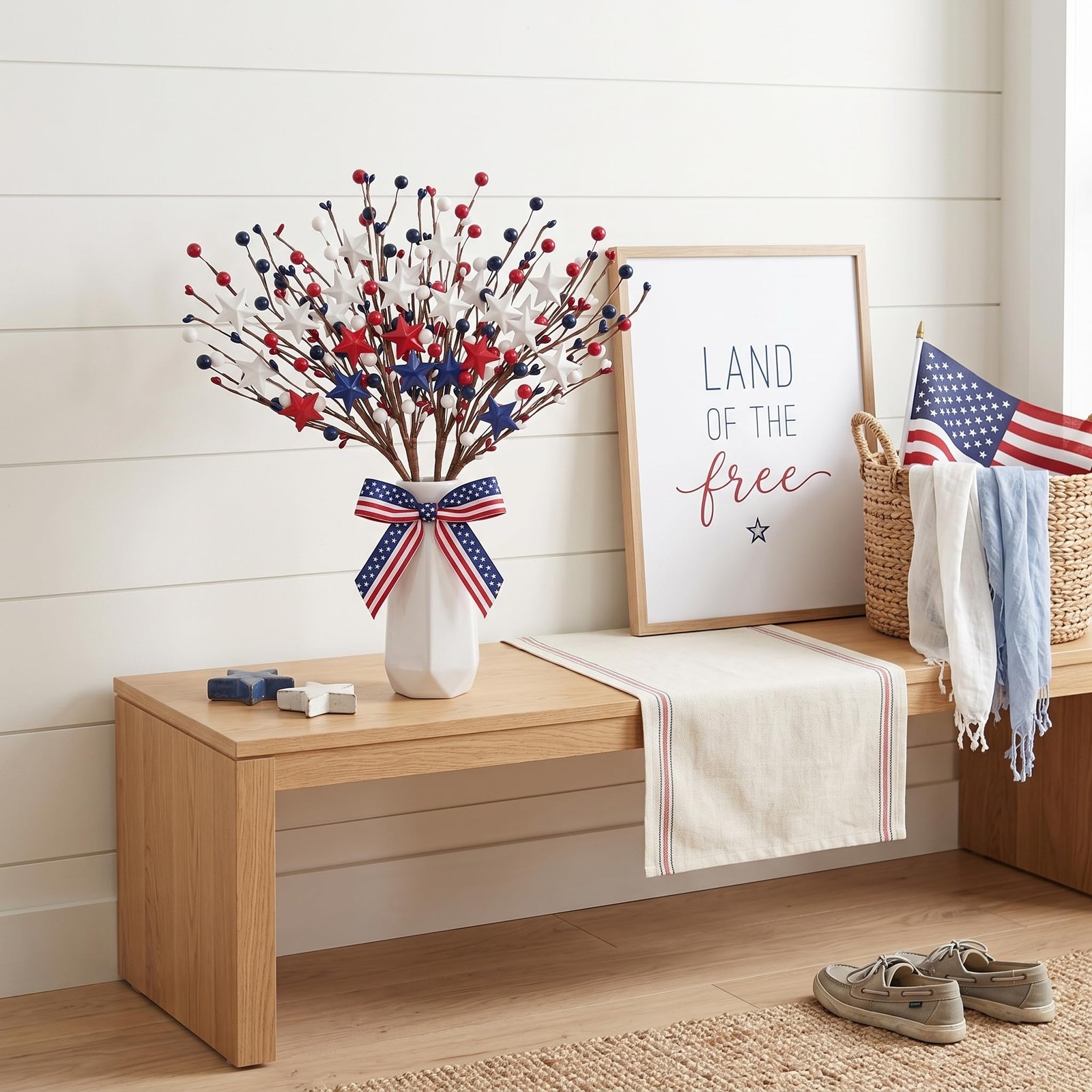 4 Pcs 4th of July Decorations Star Sprays, Red White and Blue Patriotic Decor…