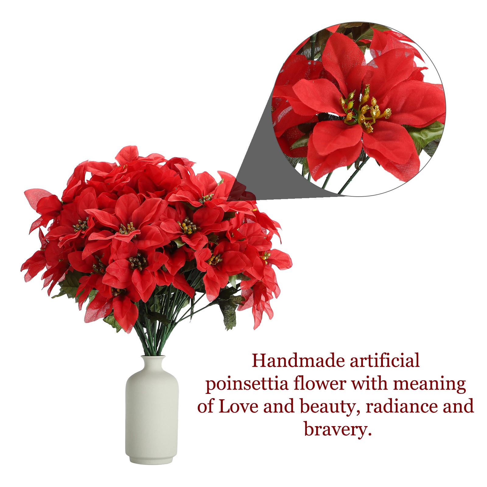 35cm Red Poinsettia Artificial Flower Arrangement