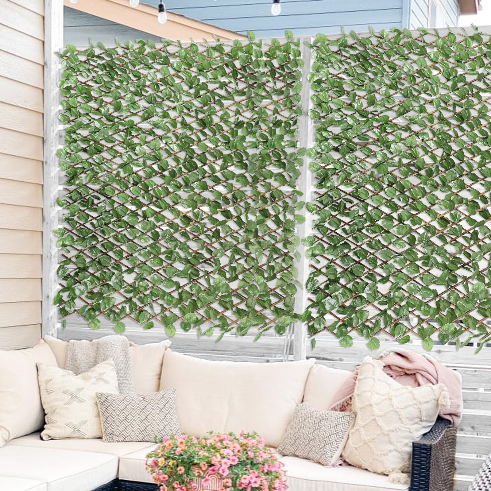 Artificial 15″x48″ Expandable Faux Ivy Leaf Single Fence Panel Home Garden Decor