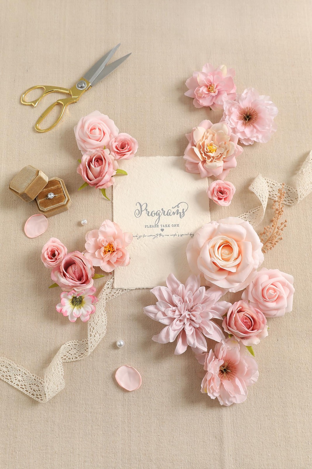 Artificial Flowers Combo Box Set Pink Flowers Silk Fake Roses with Stems for …