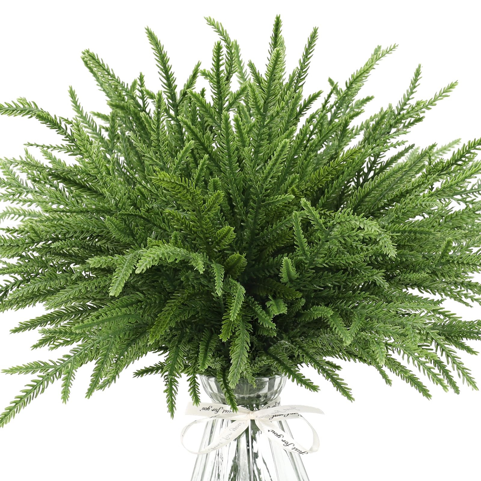 100PCS Christmas Norfolk Pine Branches,14.9 inch Artificial Norfolk Pine Stem…