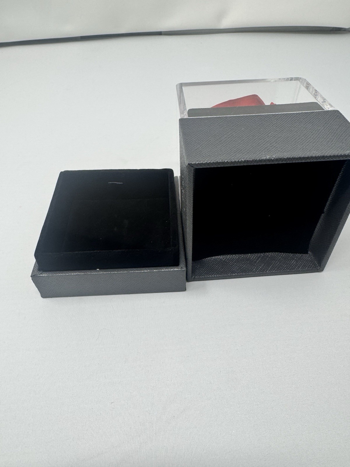 Preserved Red Rose in Acrylic Display Box Charcoal Gray “I Love You Forever”