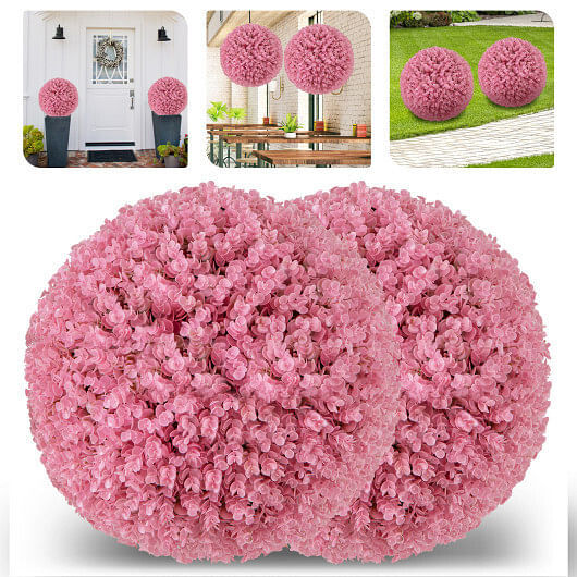 17.5 Inch Faux Purple Eucalyptus Decorative Balls with 7 Layers Leaves for Backy