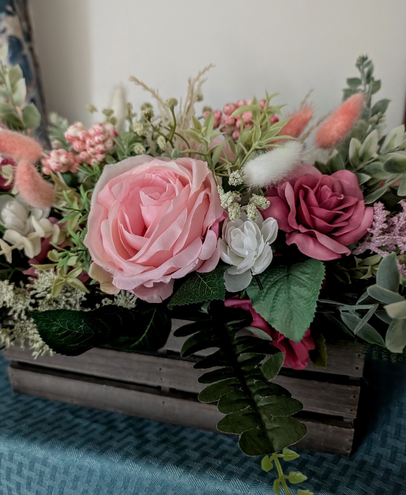 Large Rustic Peony Bouquet in Wood Crate – Country Charm