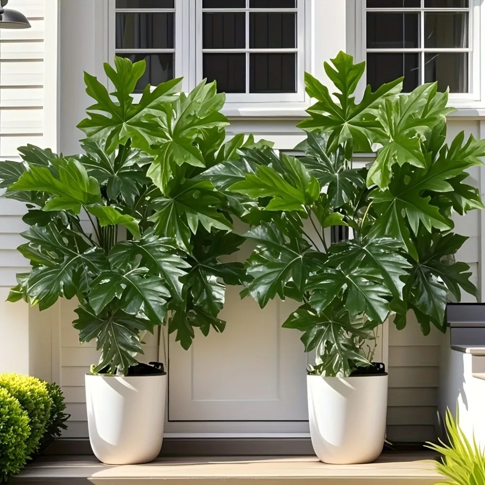 2pcs 65cm Artificial Papaya Leaves Green Plant Jungle Palm Tree Home Garden Deco