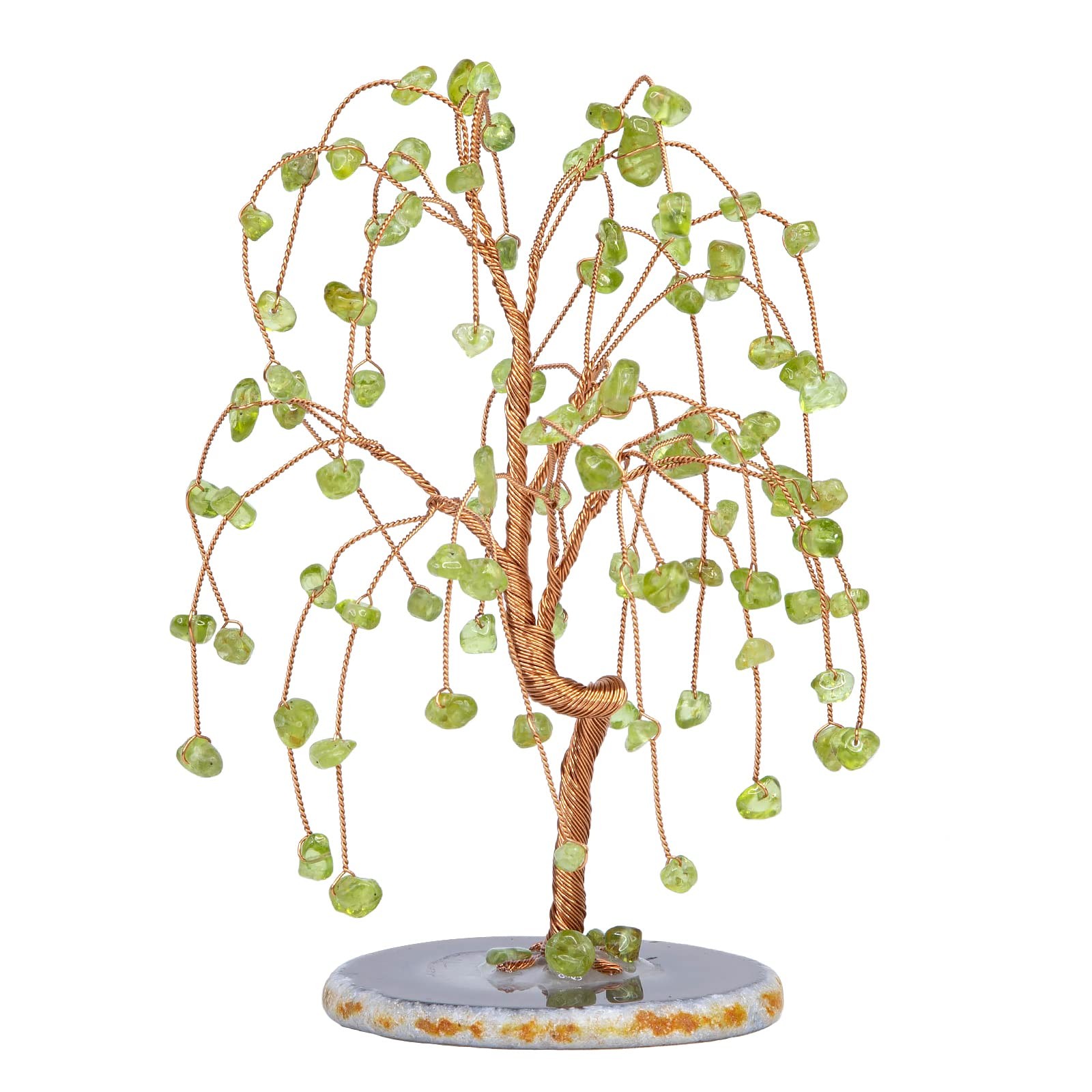 Peridot Crystal Tree Tumbled Stones, Geode Agate Slices Base Money Tree Decor…
