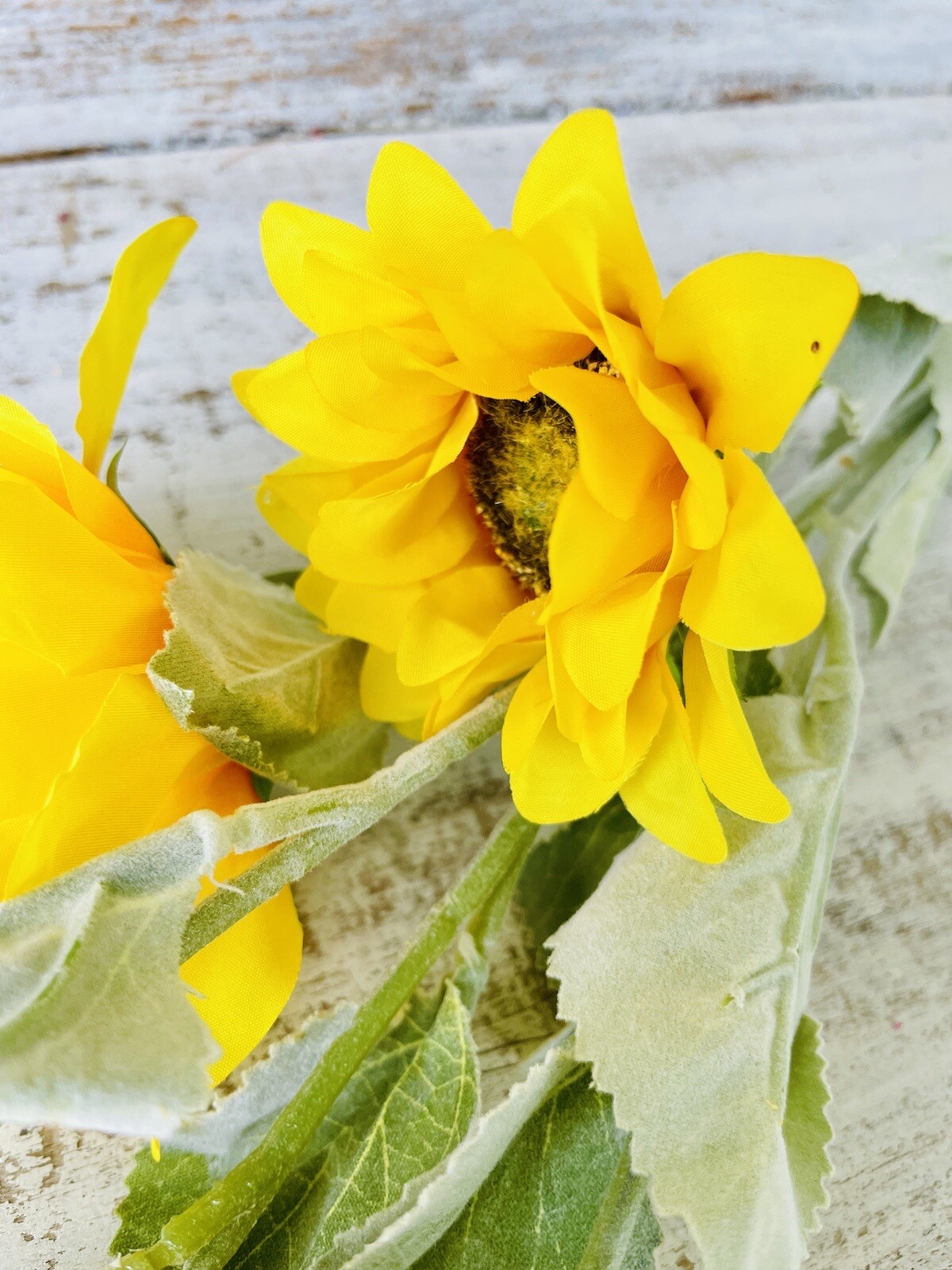 Sunflower Blooms Spray, 26” Country Farmhouse Floral Decor One Stem Included