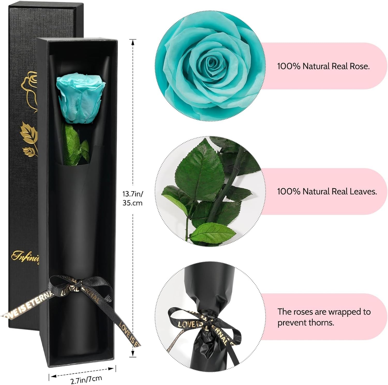 Real Preserved Rose Flower Gift for Women, Birthday, Anniversary, Mom, Gift f…
