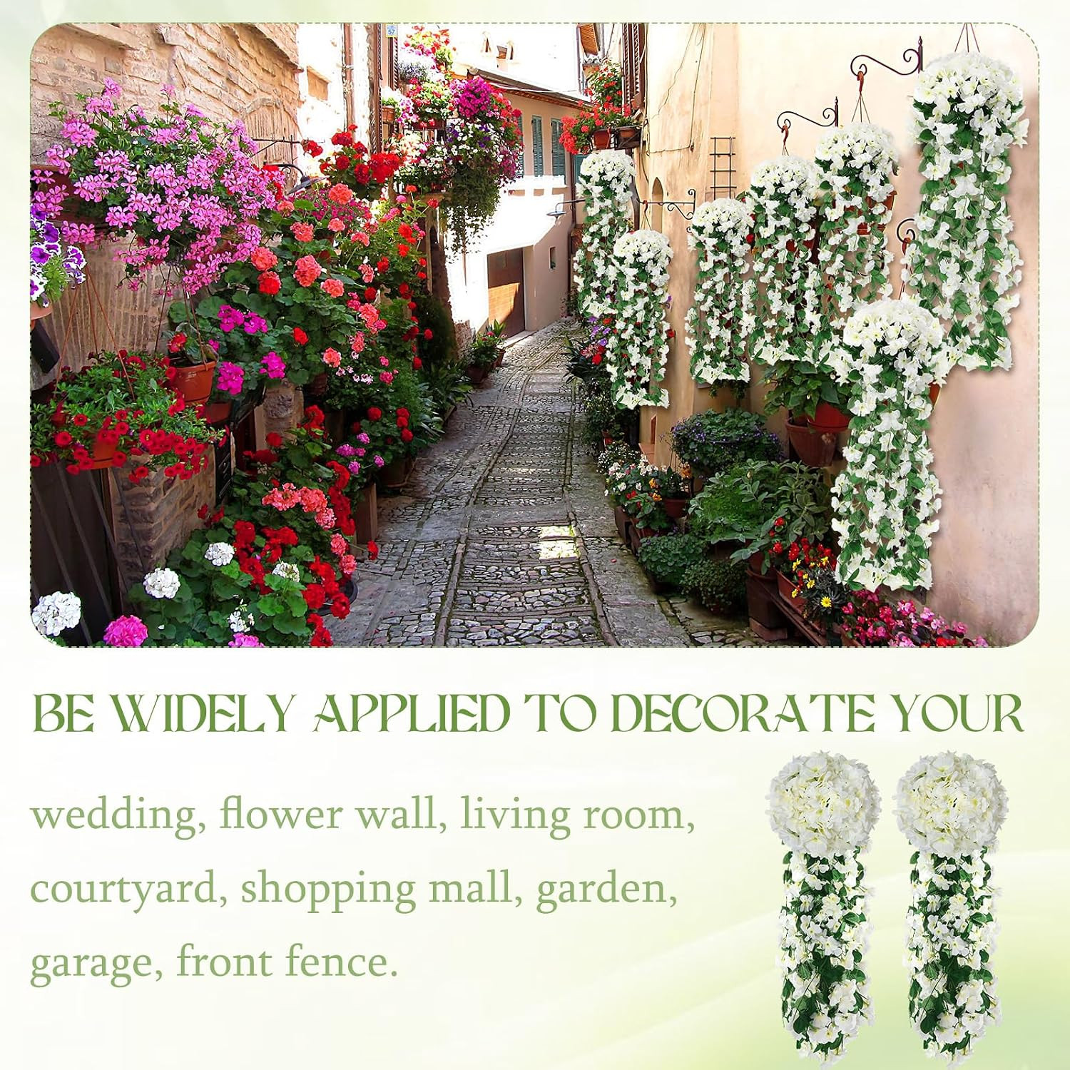 4 Pack Faux Violet Hanging Flowers for Home Garden Wedding Spring Decor