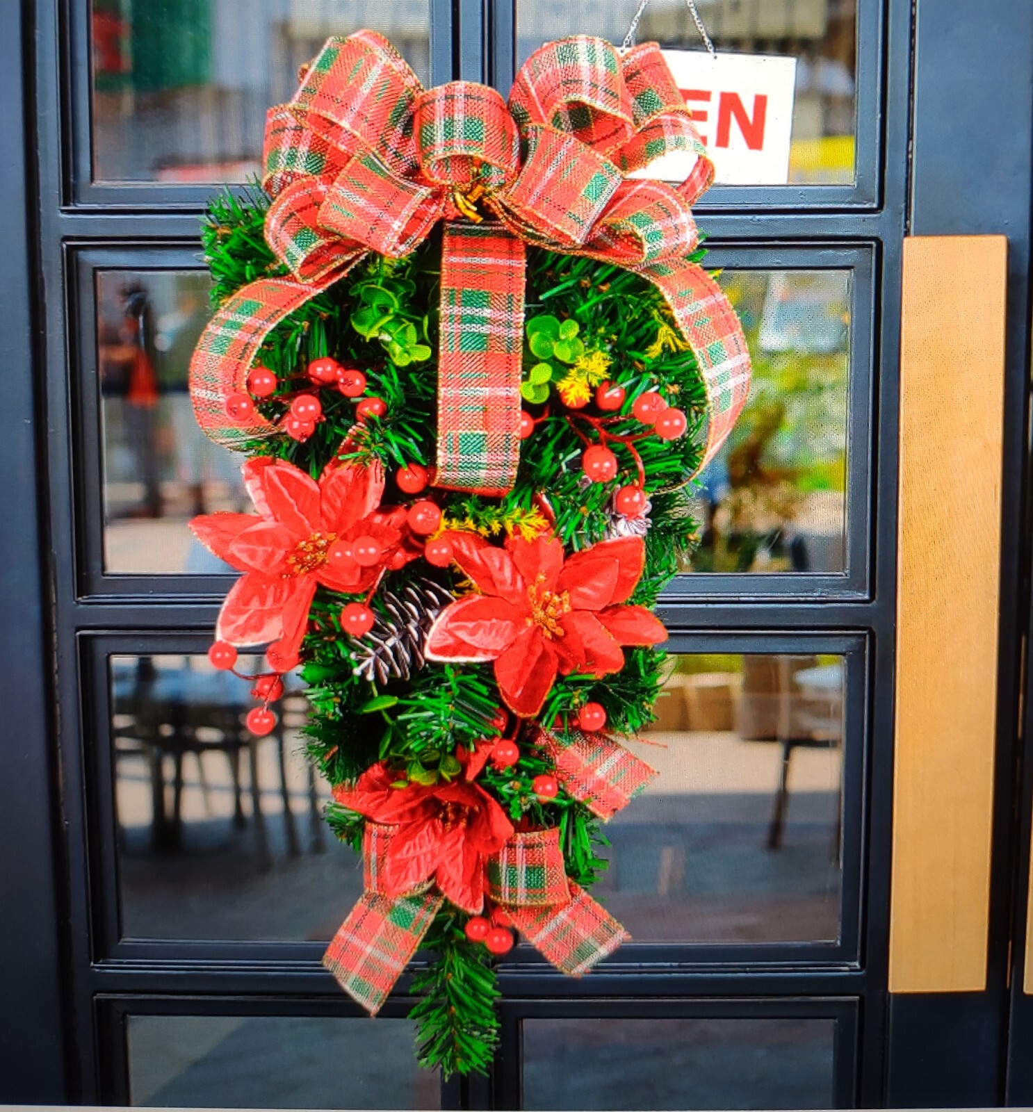 Artificial Festive Holiday Wreath for Front Door or Porch, Multicolor