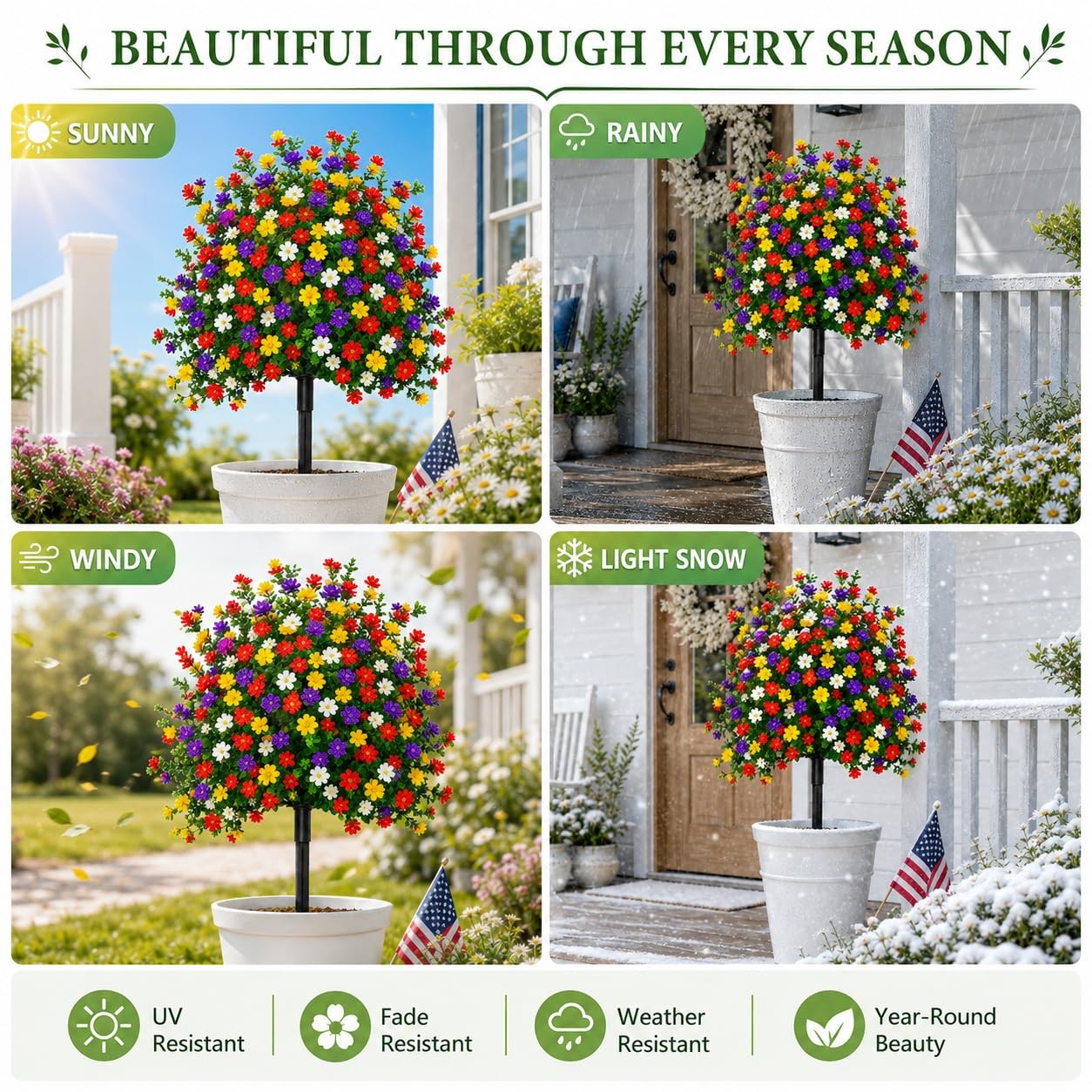 22″ Artificial Topiary Flowers, Artificial Flowers with Ground Stake, Artific…