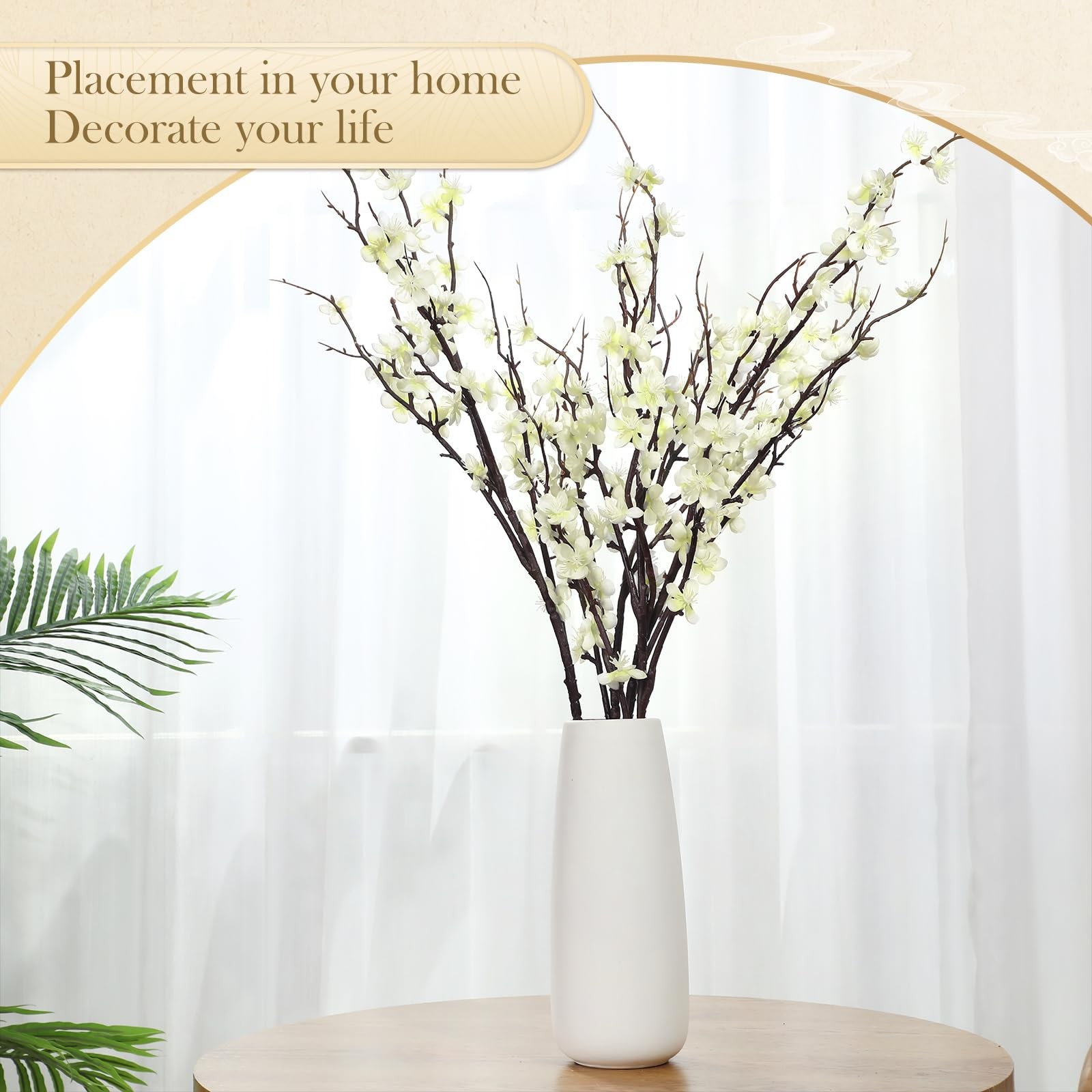 Yuxung 8 Pcs 37.4 Inch Artificial Cherry Blossom Faux Cherry Blossom Branches…