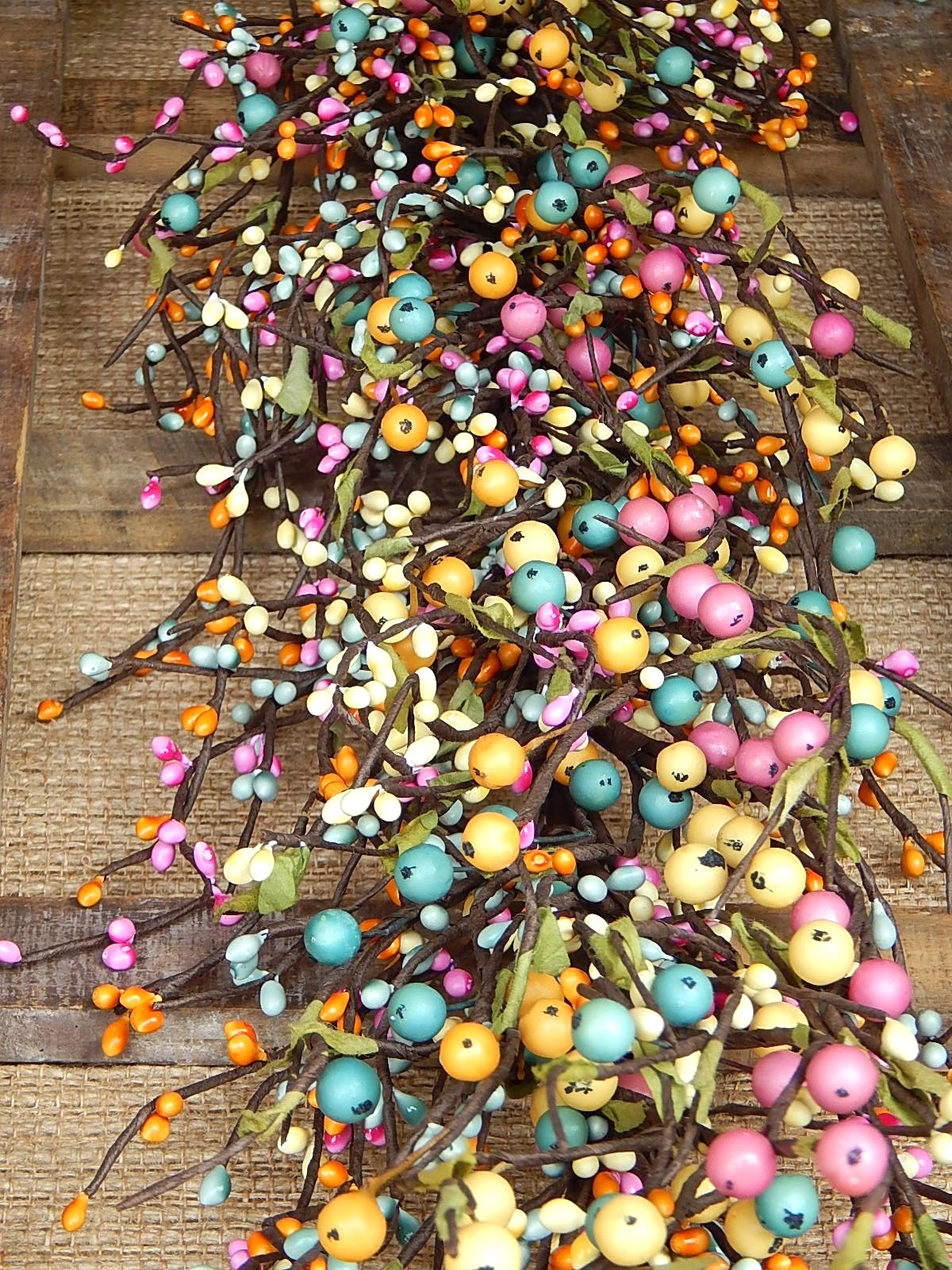 NEW Spring Pip Berry MIXED Garland PINK TEAL YELLOW ORANGE MIX 53″