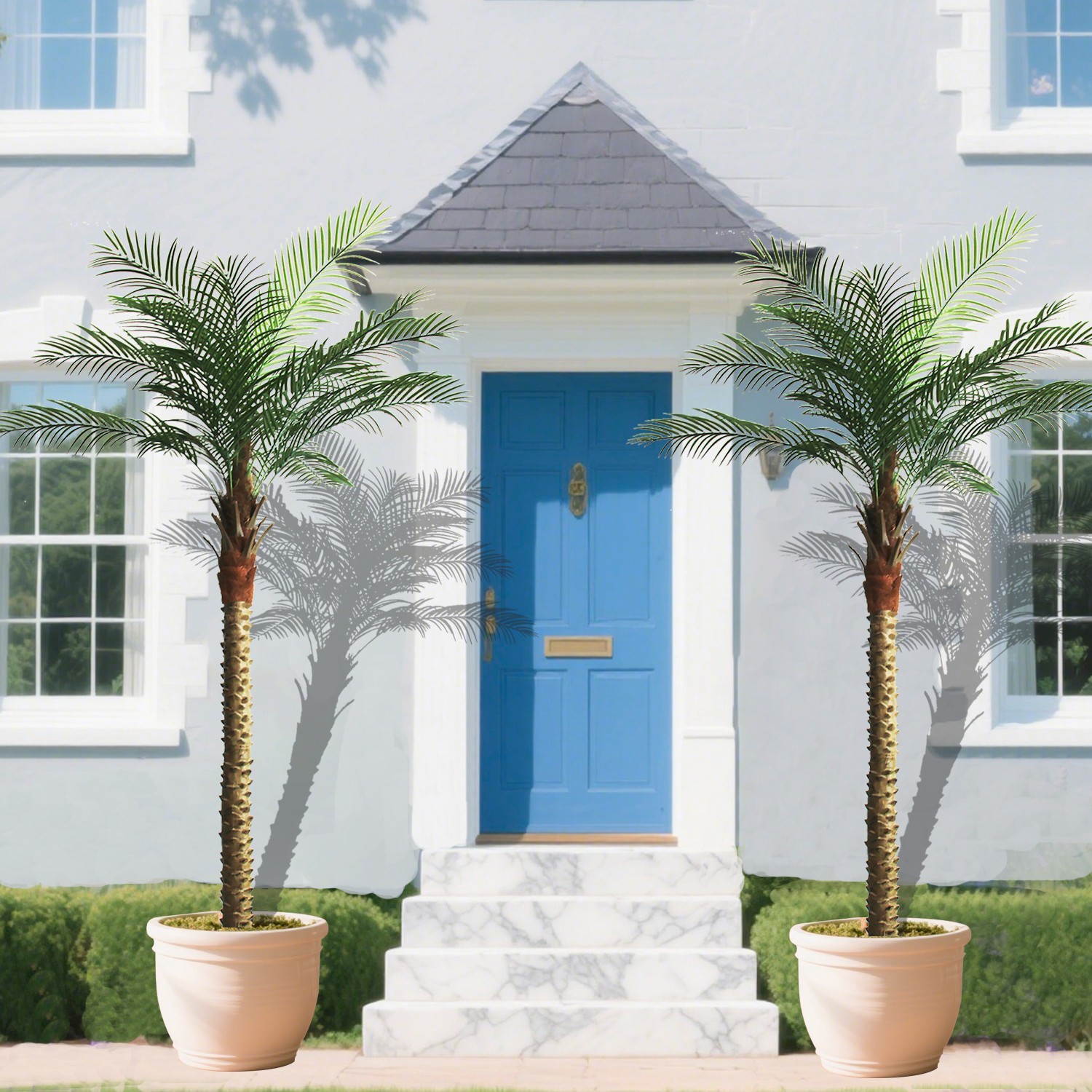 2 Pack 8ft Artificial Coconut Palm Tree, Fake Tropical Palm Plant Indoor Outdoor