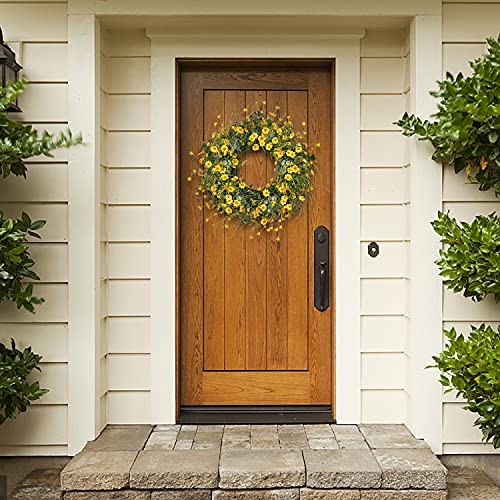 Sggvecsy Daisy Wreath 24 Inch Spring Summer Wreath Fake Silk Floral Yellow